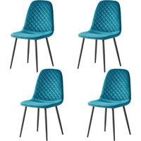 AINPECCA 4X DARK TEAL Dining Chairs Velvet Padded Seat Metal Legs Kitchen Home Office UK