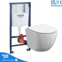 Grava House Rimless Wall Hung Toilet Pan with GROHE 1.13m Concealed Cistern Frame