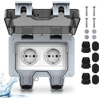 External socket, electrical, waterproof, wall socket with double switch, protection class IP66, for garden and garage NPTERBL