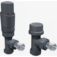 ELEGANT Anthracite Angled Thermostatic Radiator Valve Set TRV Radiator Valves with Lockshield for Towel Rails Central Heating Radiators