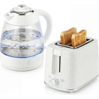 HOMCOM Kettle and Toaster Set with Limescale Filter, Crumb Tray, Cream