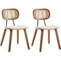 Dining Chairs Set of 2 in PU Leather Seat Kitchen Side Chairs with Wood Lges for Living Room Restaurant, Beige, Wahson