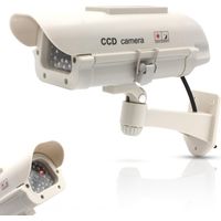 Outdoor Dummy Camera - Fake CCTV Camera with Flashing LED - Solar Panel - Outdoor/Indoor Use - White
