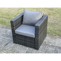 Fimous Rattan Single Sofa Arm Chair Patio Outdoor Garden Furniture Wit