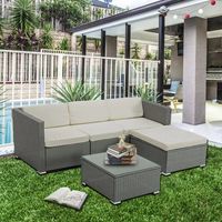 Rattan Garden Furniture Outdoor 5pcs Patio Sofa Set Chairs Table Ruper