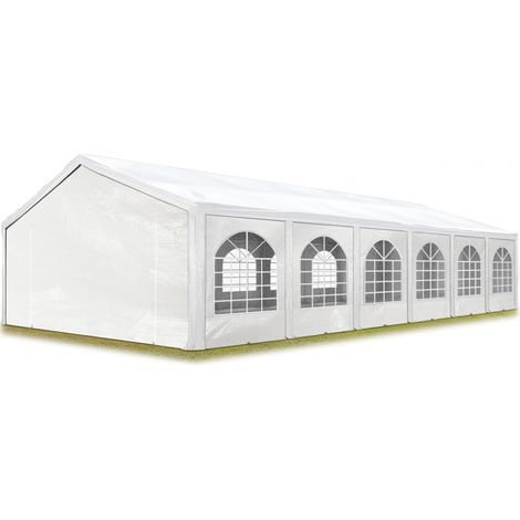 Excellent Marquee 6x12 m with strong PE 450 N tarpaulin Party Tent with fully galvanised & bolted steelframe white