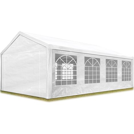 TOOLPORT Party Marquee 4x8 m in white PE 350 N tarpaulin waterproof UV resistant Gazebo Garden Tent