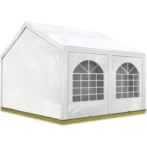 Excellent Marquee 4x4 m with strong PE 450 N tarpaulin Party Tent with fully galvanised & bolted steelframe white