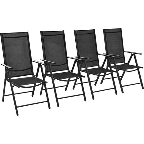 Folding Chairs 4 pcs Aluminium and Textilene Black vidaXL